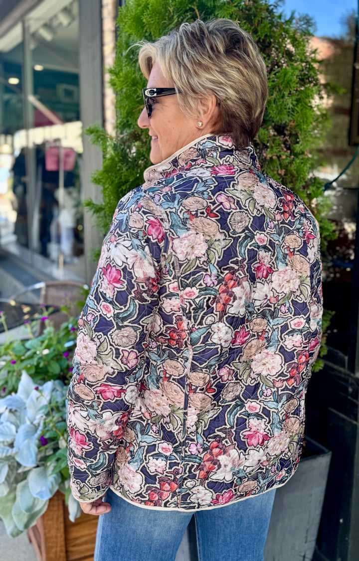 PARCHMENT REVERSIBLE FLORAL QUILTED JACKET