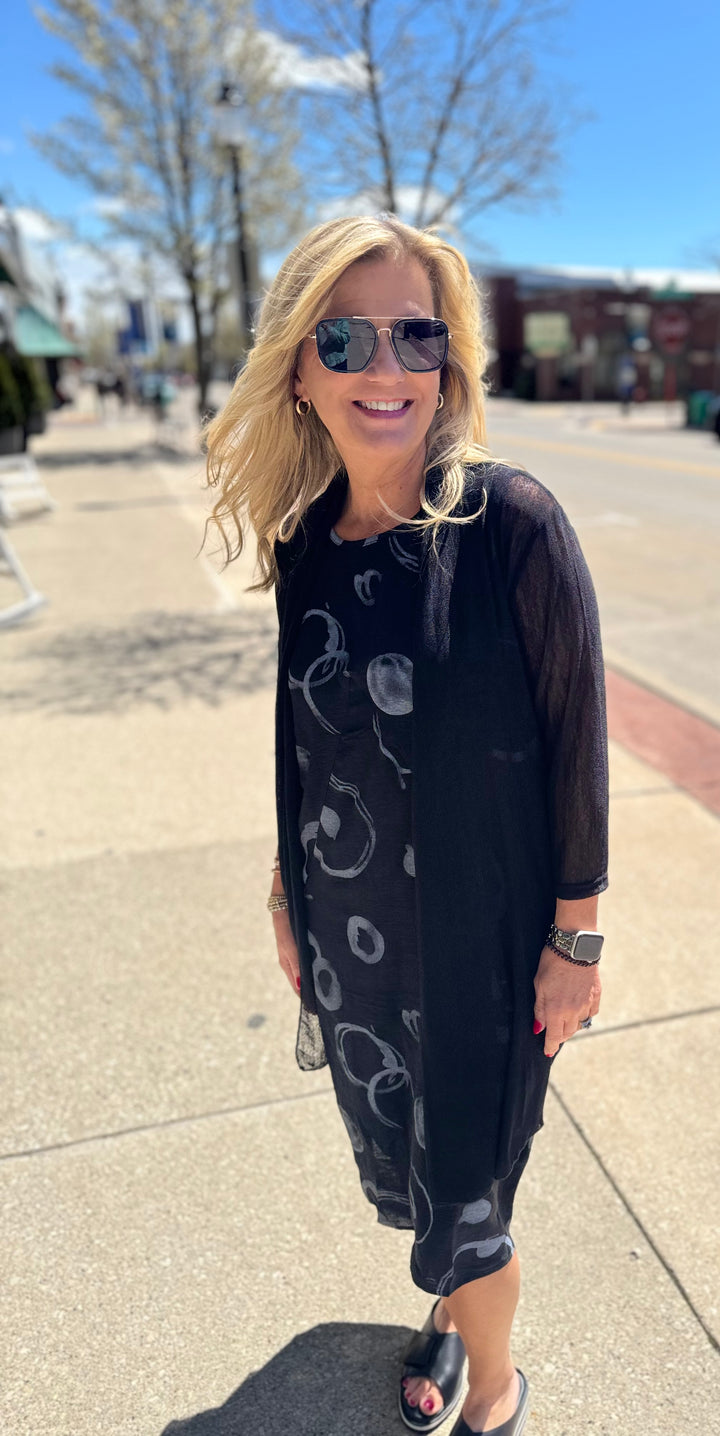 JULIA BLACK CIRCLE PRINT DRESS