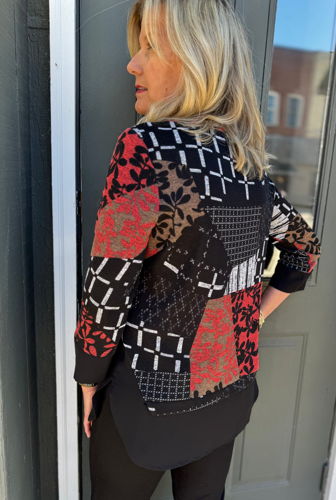 MARLEE RED & BLACK PRINT TOP