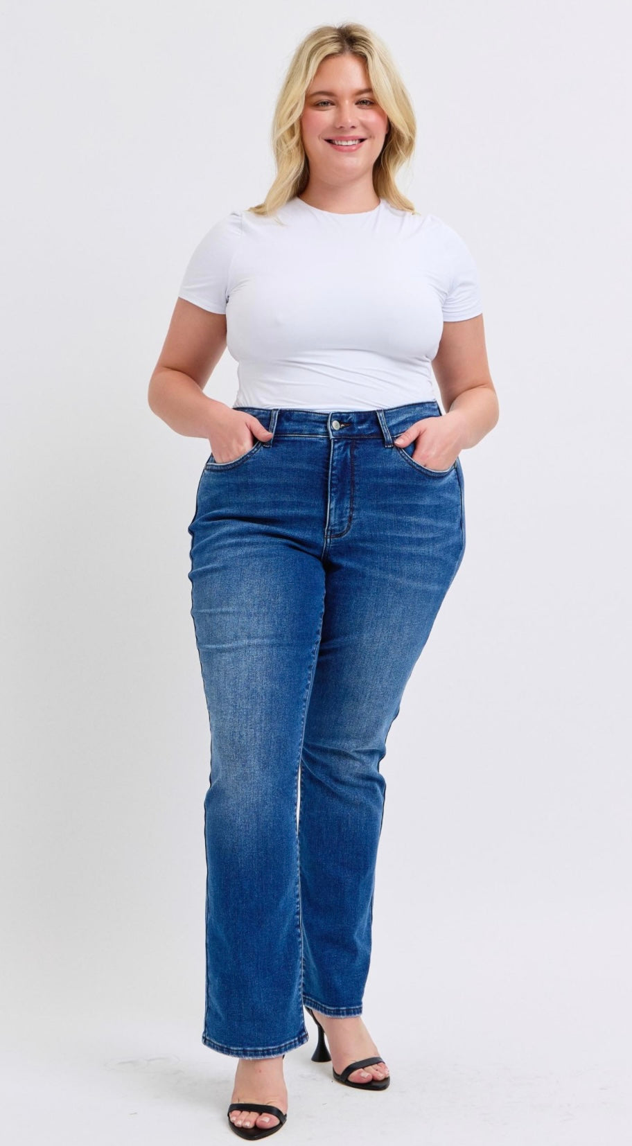 PLUS KALEY MID RISE THERMAL BOOTCUT JEANS