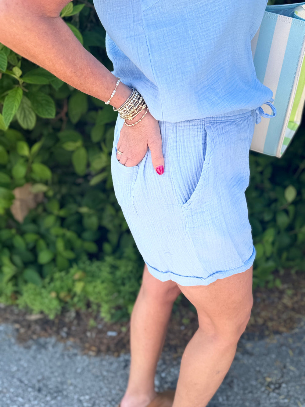 CHAMBRAY 5" GAUZE SHORTS

