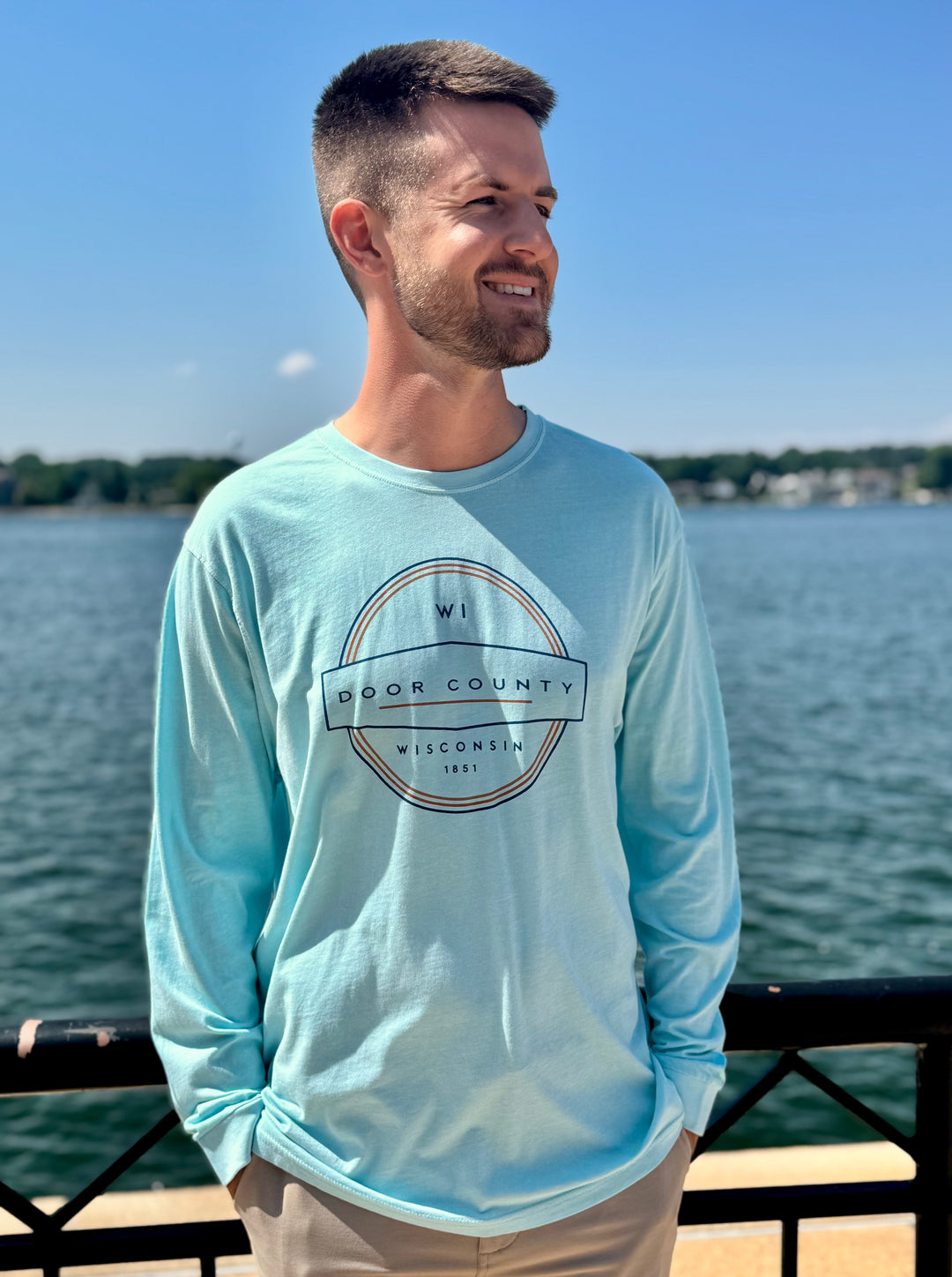 CRYSTAL BLUE DOOR COUNTY VCR LABEL LONG SLEEVE TEE