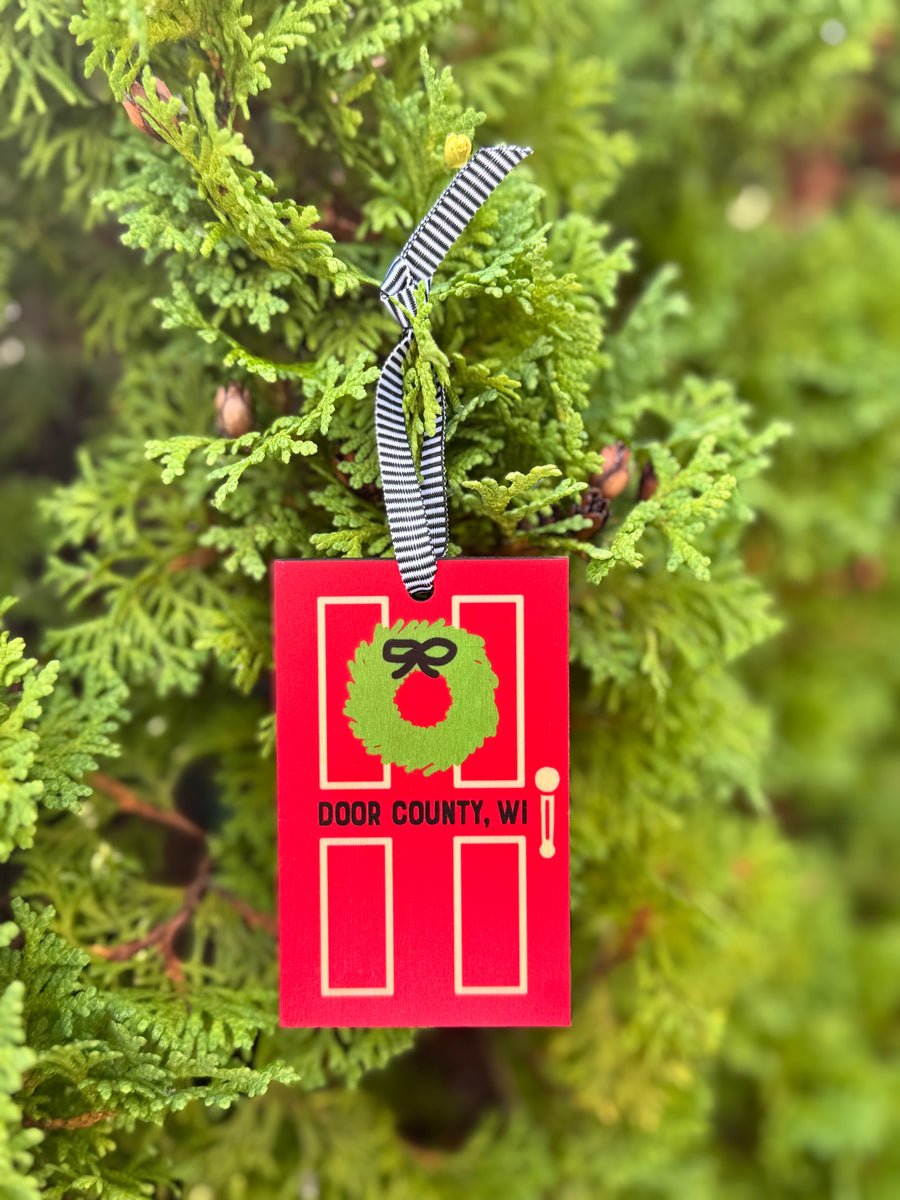 RED DOOR COUNTY HOLIDAY DOOR ORNAMENT
