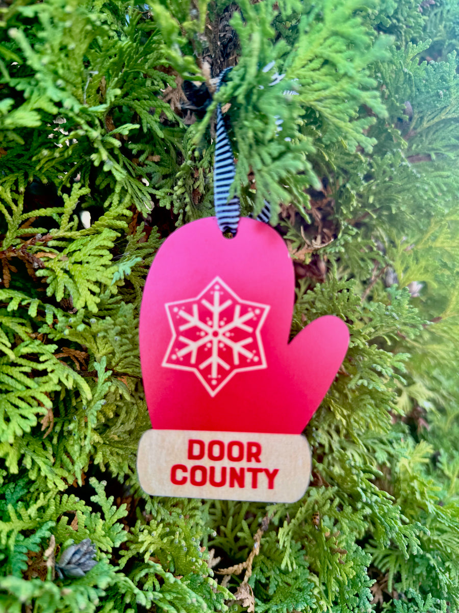 DOOR COUNTY RED FAIRE ISLE MITTEN ORNAMENT
