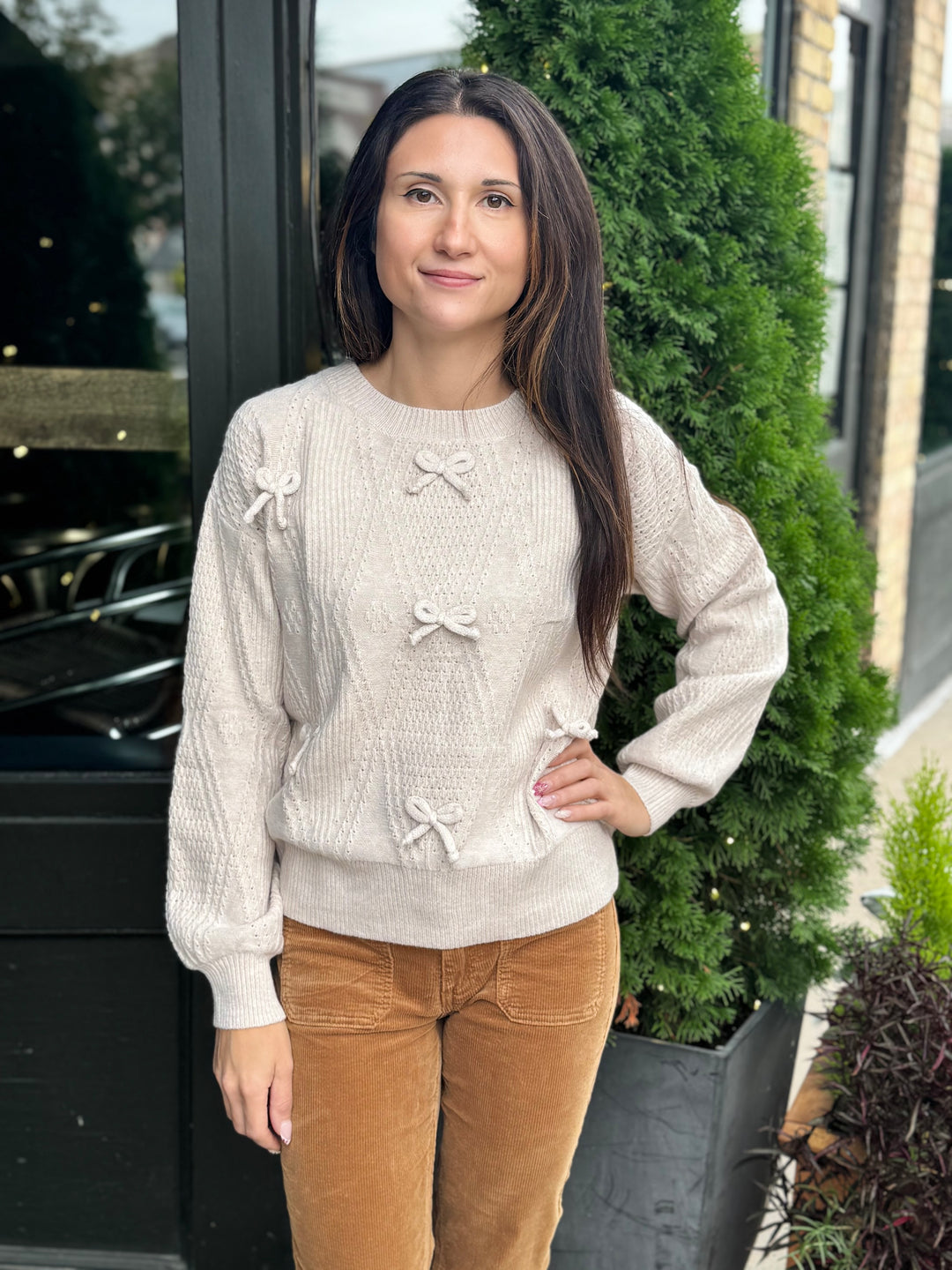 LAUREL OATMEAL BOW SWEATER
