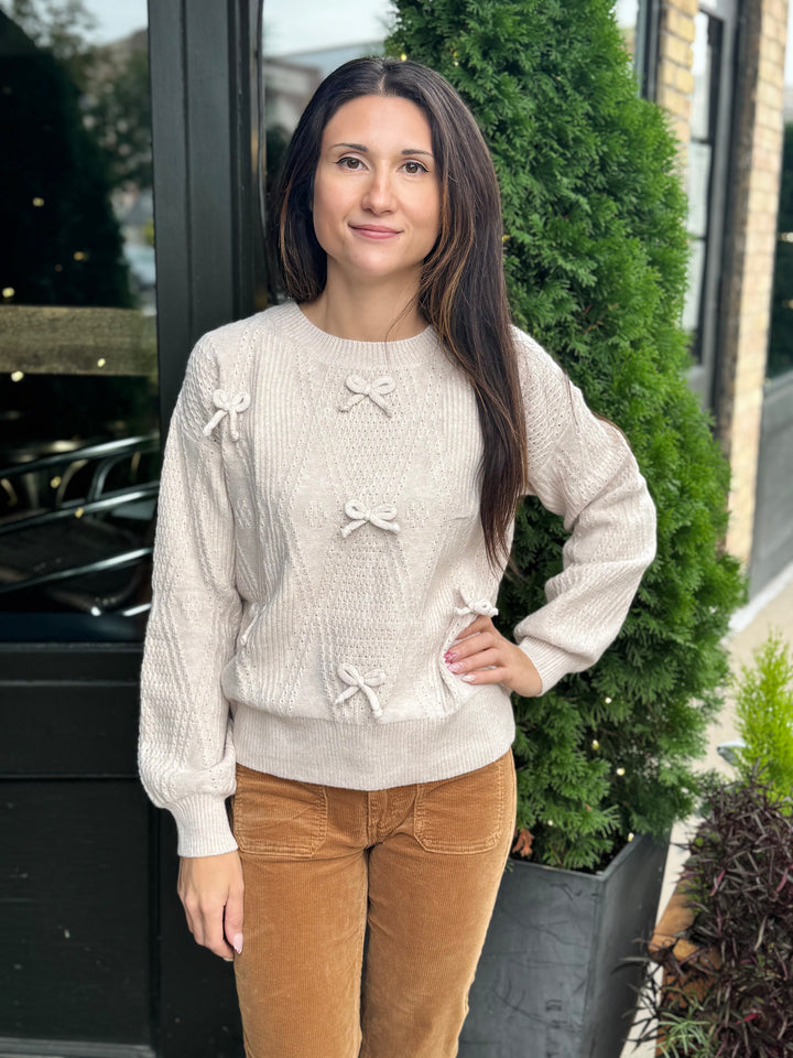 LAUREL OATMEAL BOW SWEATER