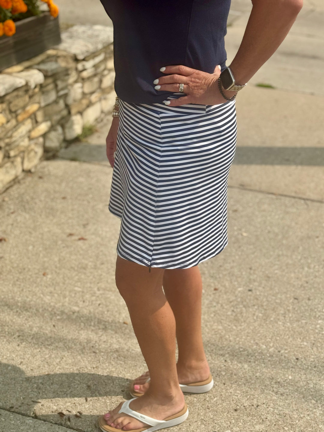 TESSA NAVY STRIPE ZIP SKORT