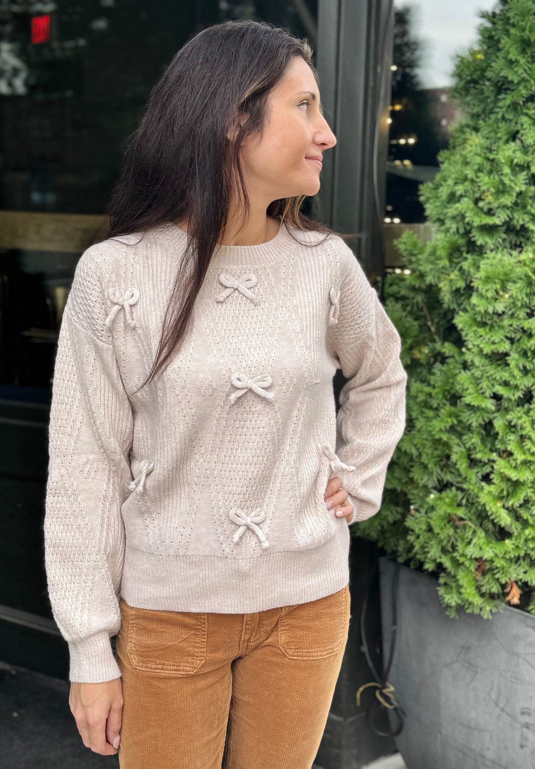 LAUREL OATMEAL BOW SWEATER