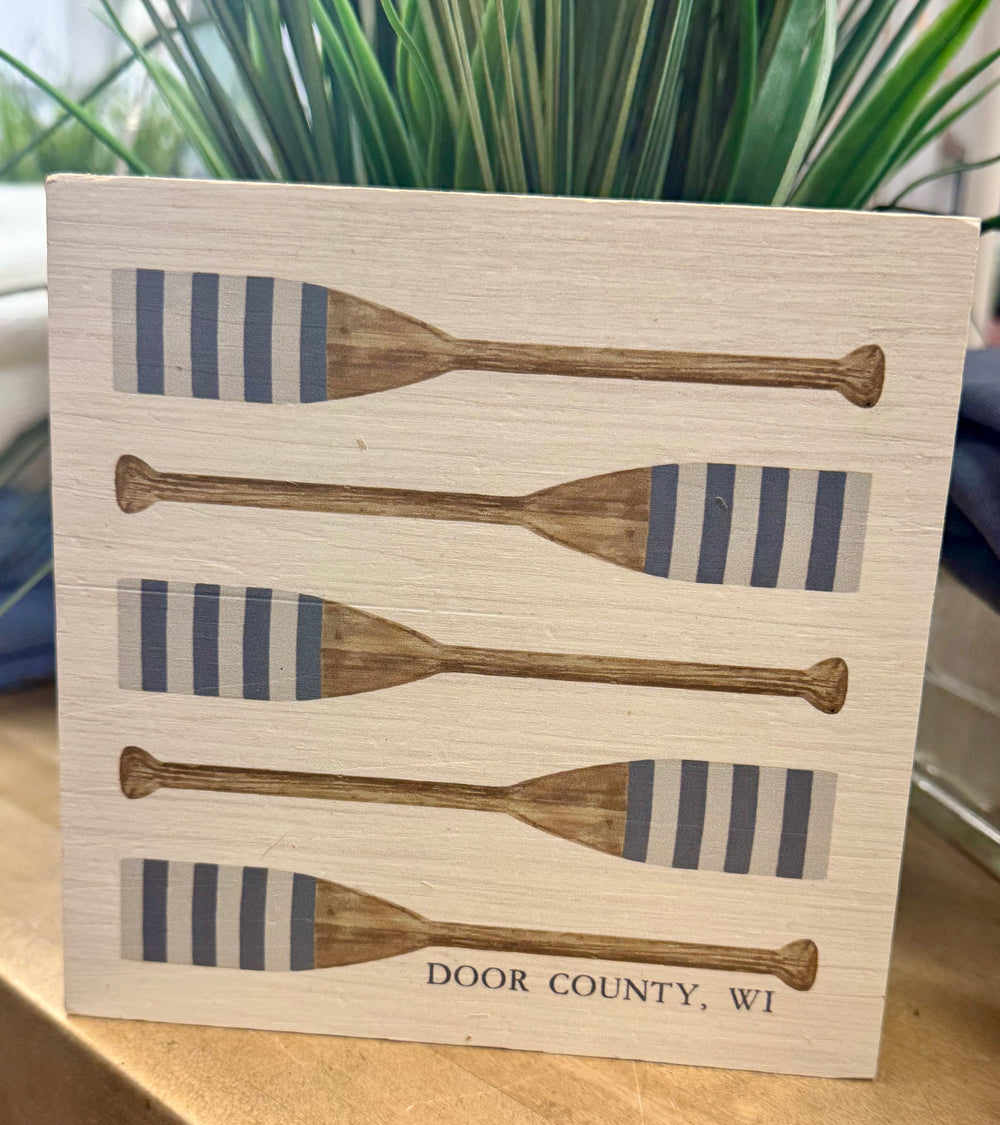 DOOR COUNTY STRIPED OARS BLOCK SIGN
