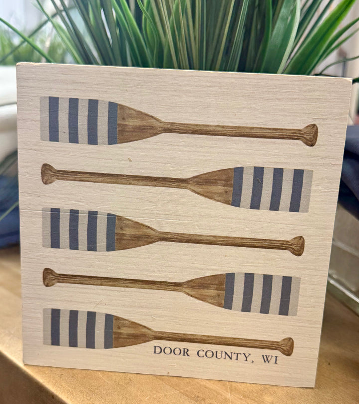 DOOR COUNTY STRIPED OARS BLOCK SIGN