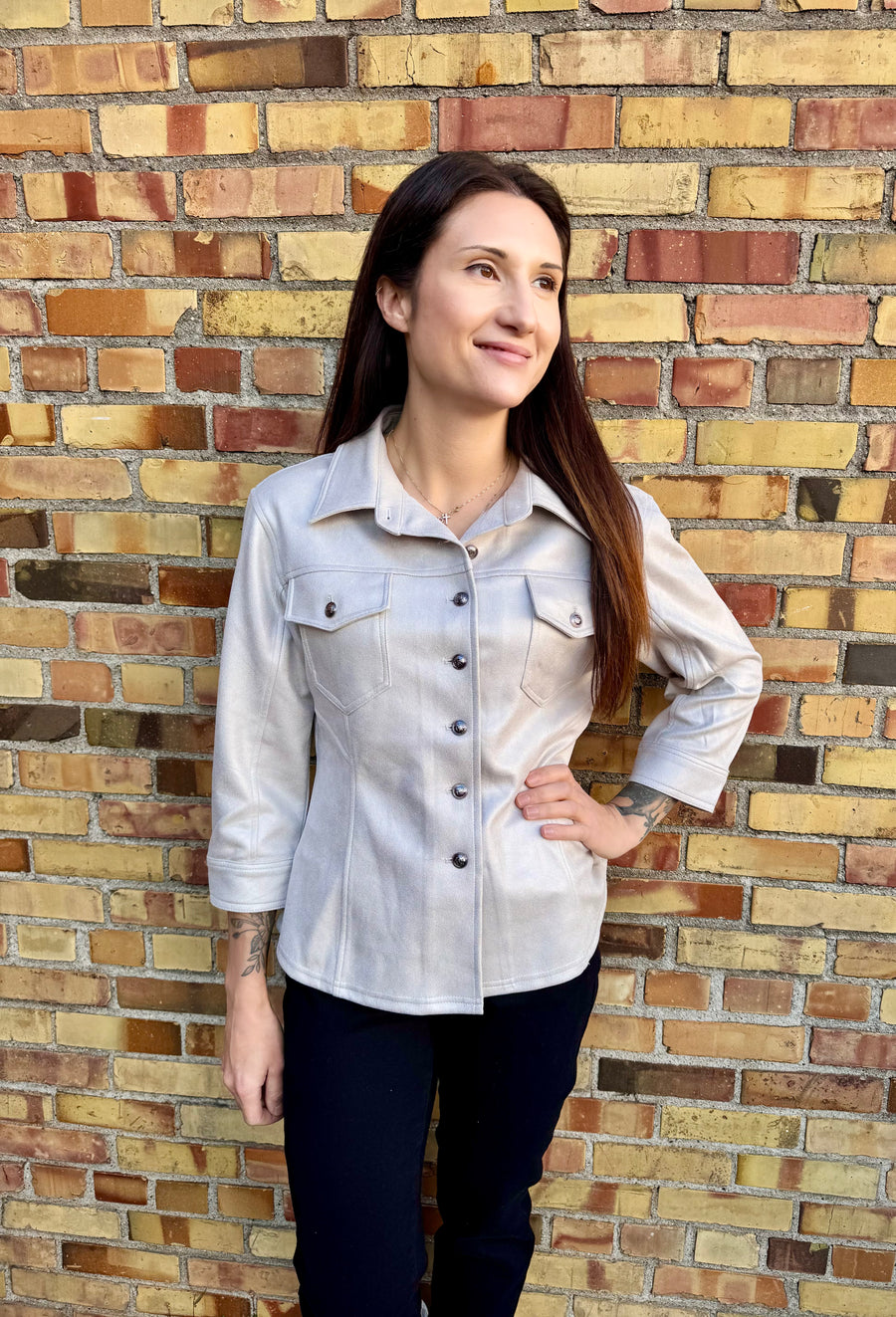 CHAMPAGNE VAL VEGAN LEATHER JACKET
