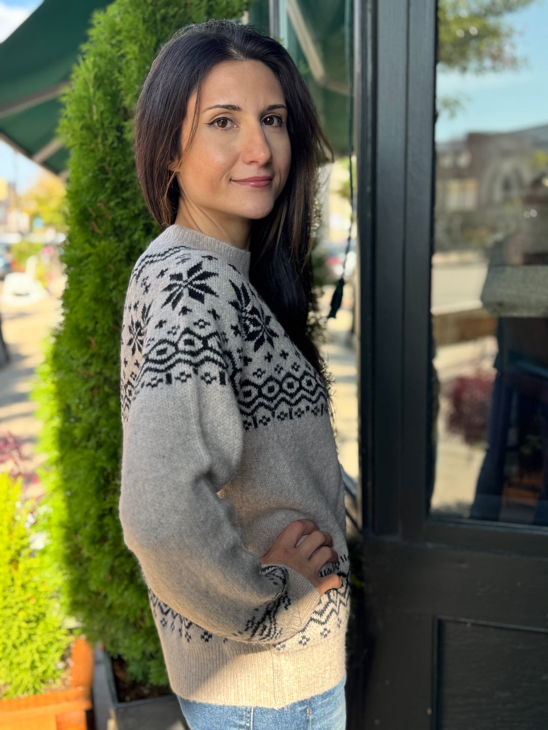 ASTRID BEIGE & BLACK FAIRISLE SWEATER