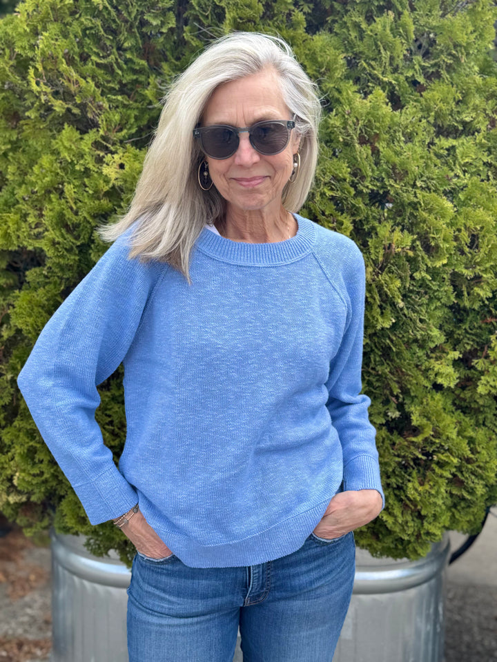 MILEY PERIWINKLE RAGLAN SLEEVE SWEATER
