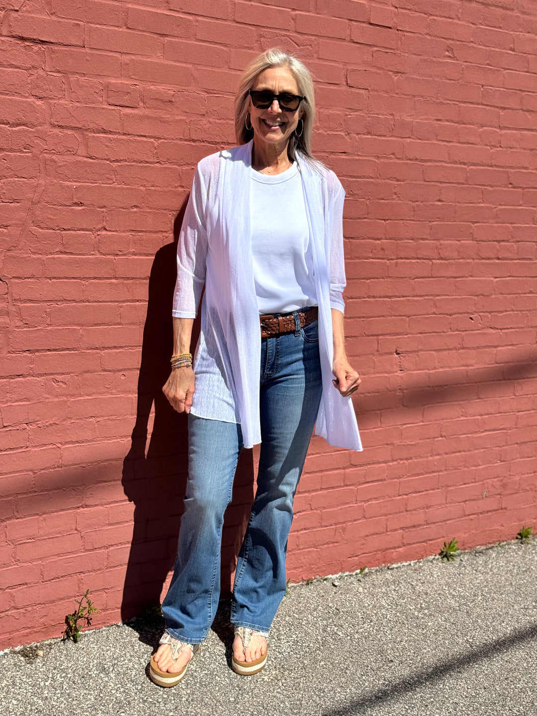 LEEZA WHITE MESH GO-TO CARDI