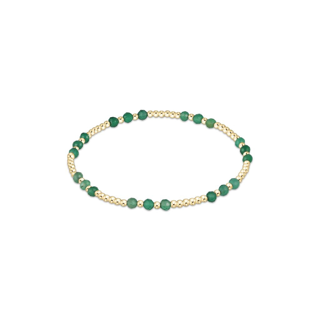 GREEN ONYX GOLD JOY PATTERN 3MM BEAD BRACELET