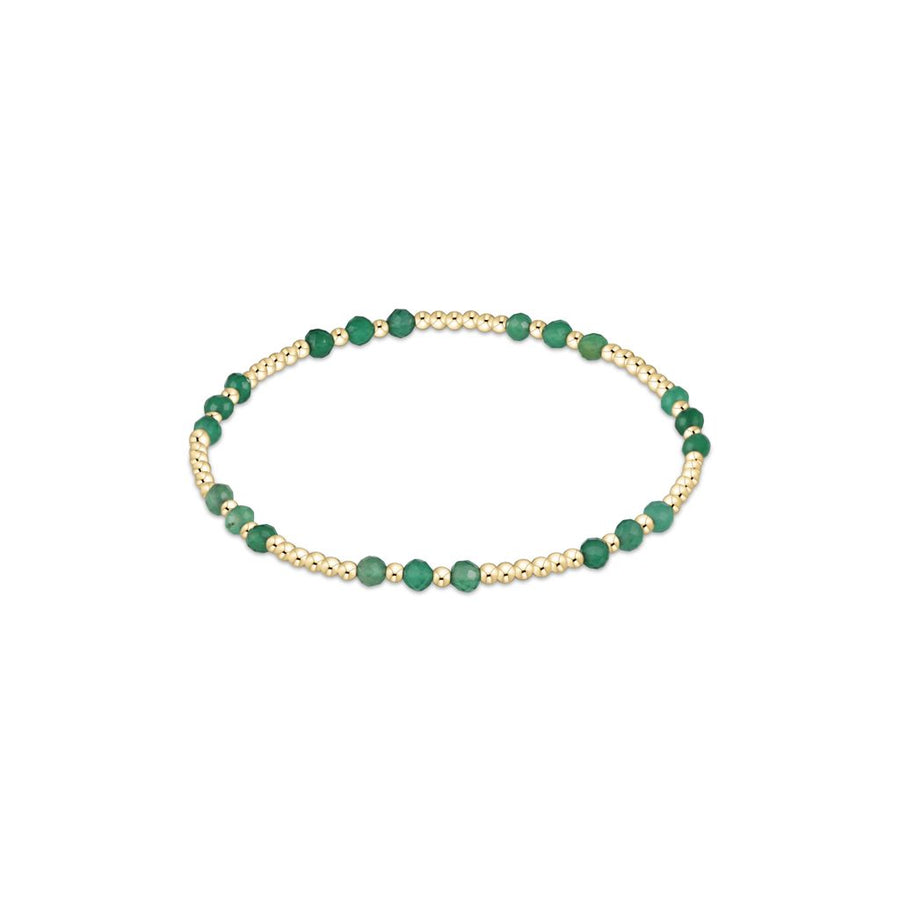 GREEN ONYX GOLD JOY PATTERN 3MM BEAD BRACELET
