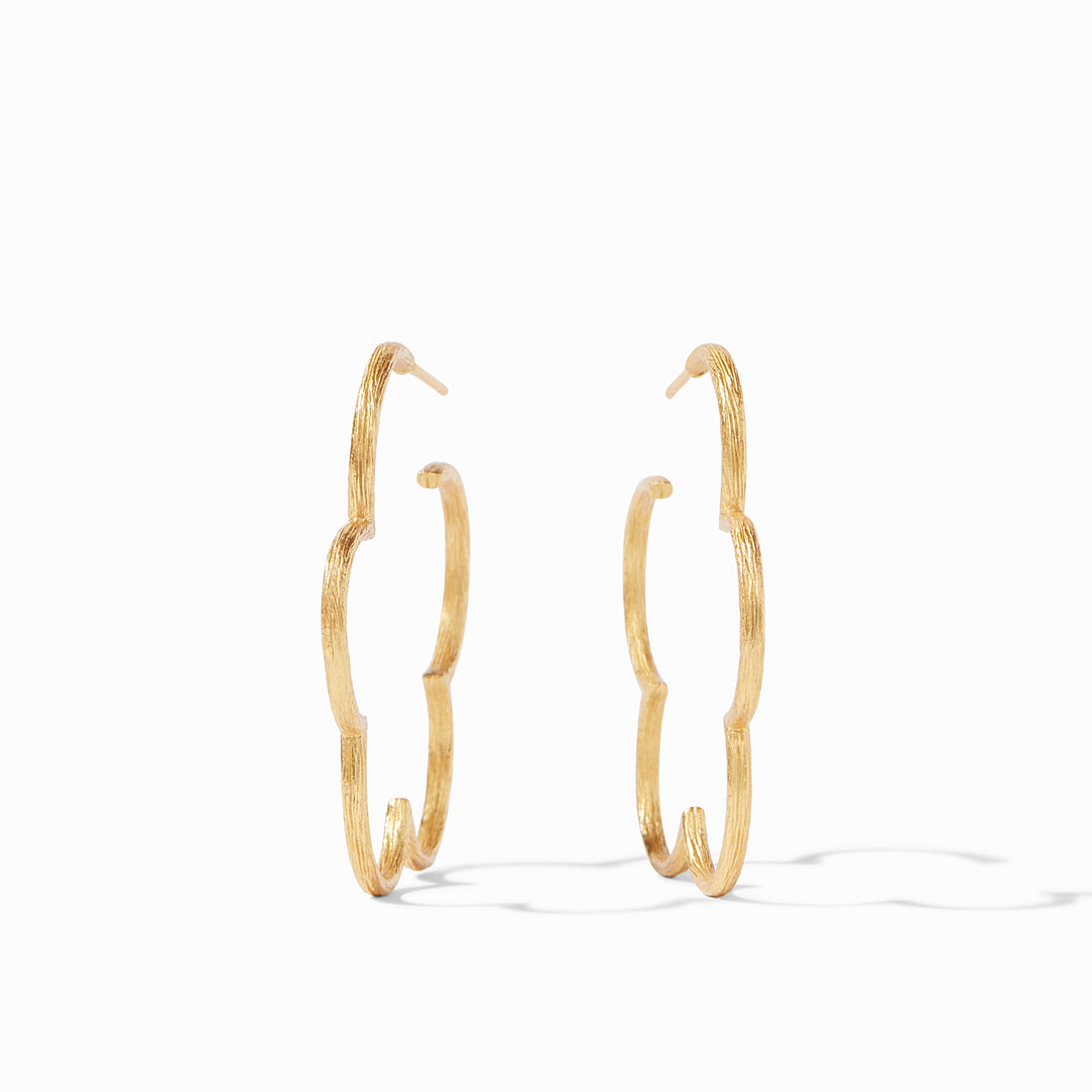 GARDENIA GOLD MEDIUM TEXTURED HOOP EARRINGS