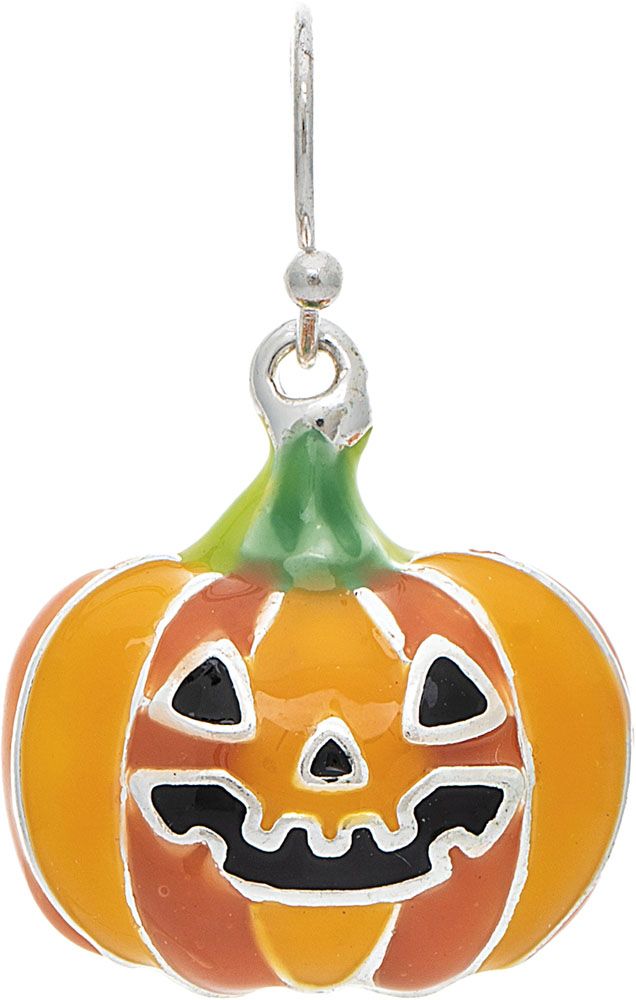 SILVER EANAMEL JACK-O-LANTERN PUMPLIN  EARRINGS