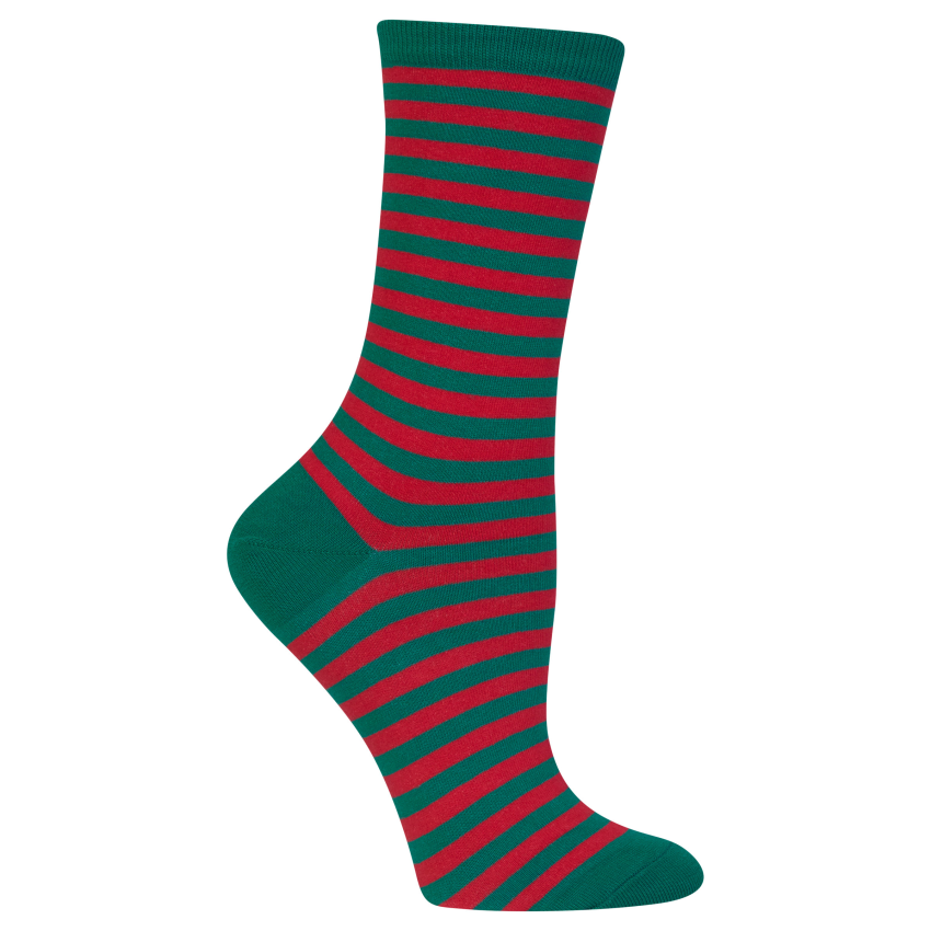 RED THIN STRIPE CREW SOCKS
