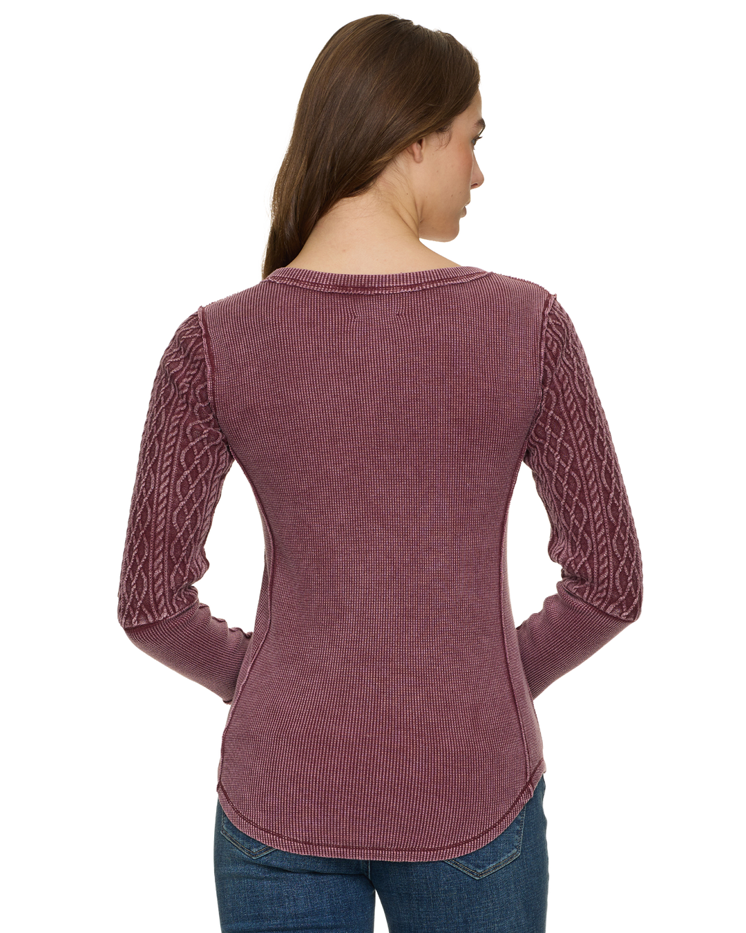 BURGUNDY HATTIEVILLE MIXED MEDIA CABLE HENLEY