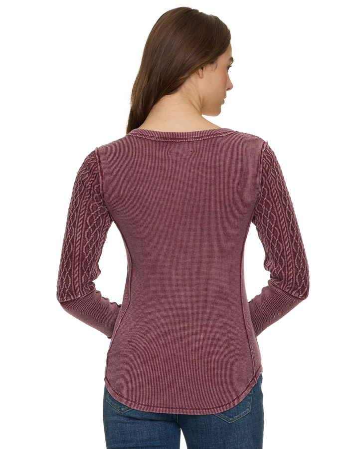 BURGUNDY HATTIEVILLE MIXED MEDIA CABLE HENLEY