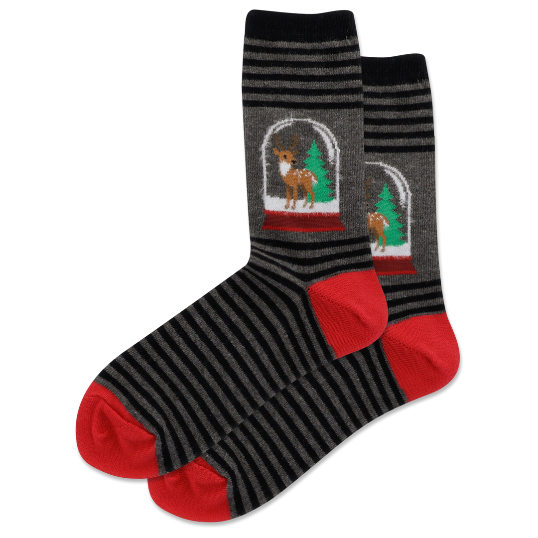 FUZZY REINDEER SNOW GLOBE SOCKS