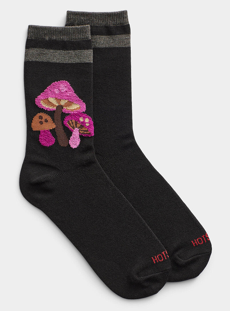 BLACK & MAGENTA MUSHROOM SOCKS
