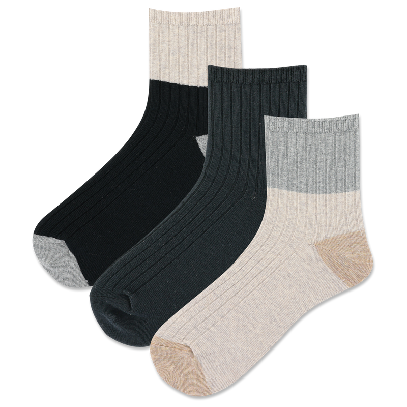 Ribbed Colorblock Anklet Sock 3 Pair Pack
