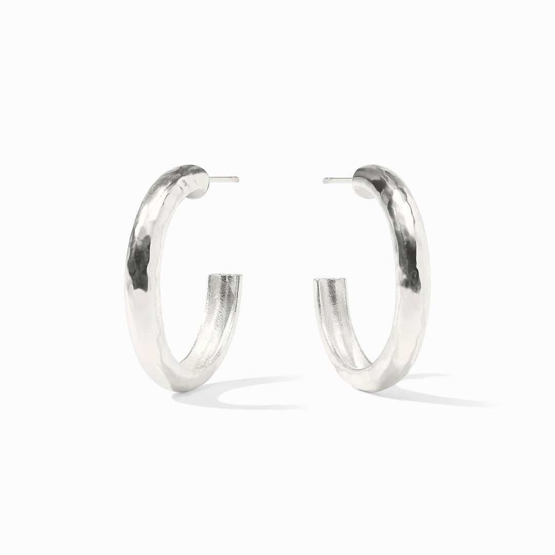 SILVER MEDIUM HAVANA HOOP EARRINGS
