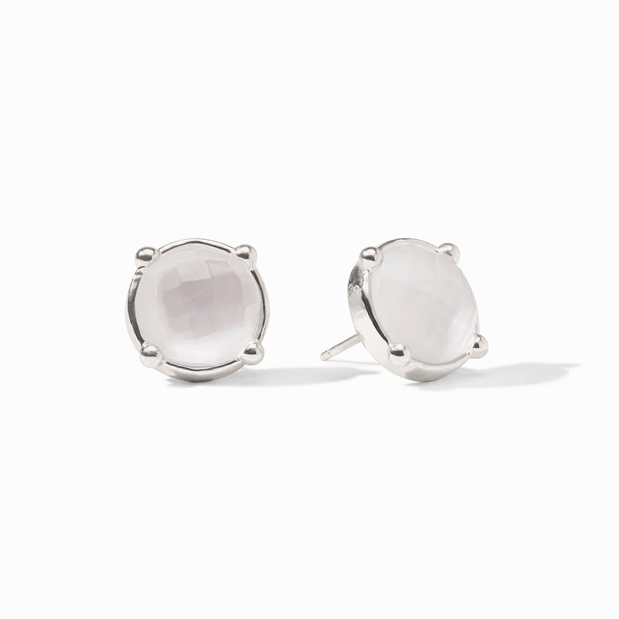 IRIDESCENT CLEAR CRYSTAL HONEY SILVER STUD EARRINGS
