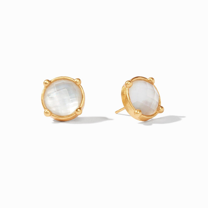 HONEY IRIDESCENT CLEAR CRYSTAL STUD EARRINGS
