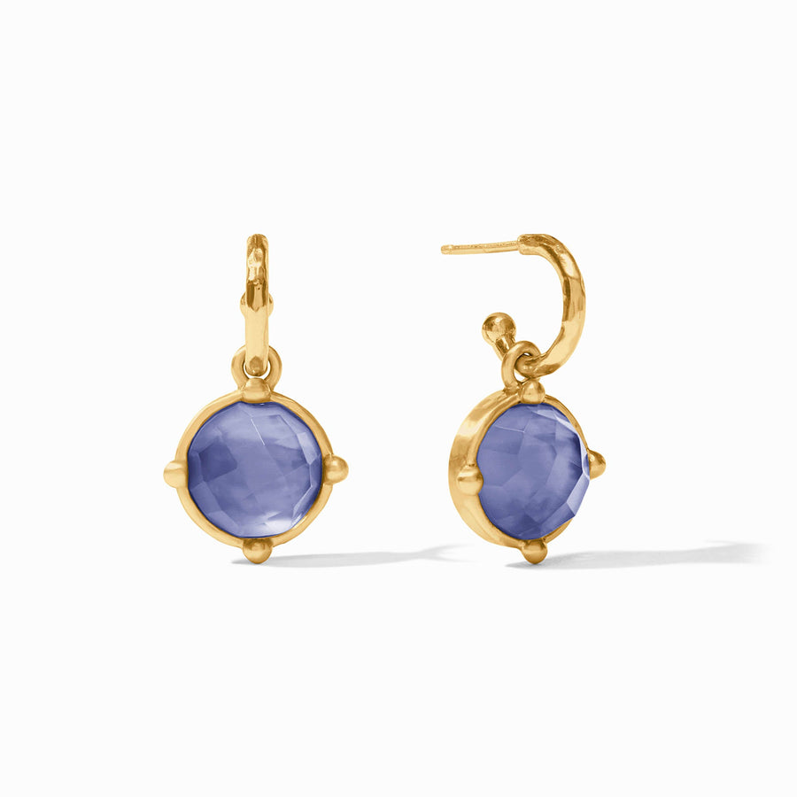 HONEYBEE Iridescent Tanzanite Blue HOOP & CHARM EARRINGS
