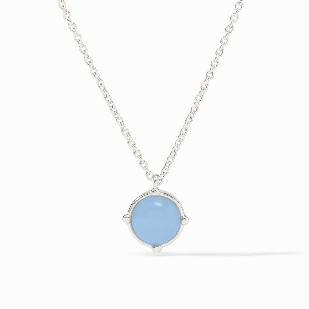 BLUE CALCEDONY HONEYBEE SOLITAIRE SILVER NECKLACE