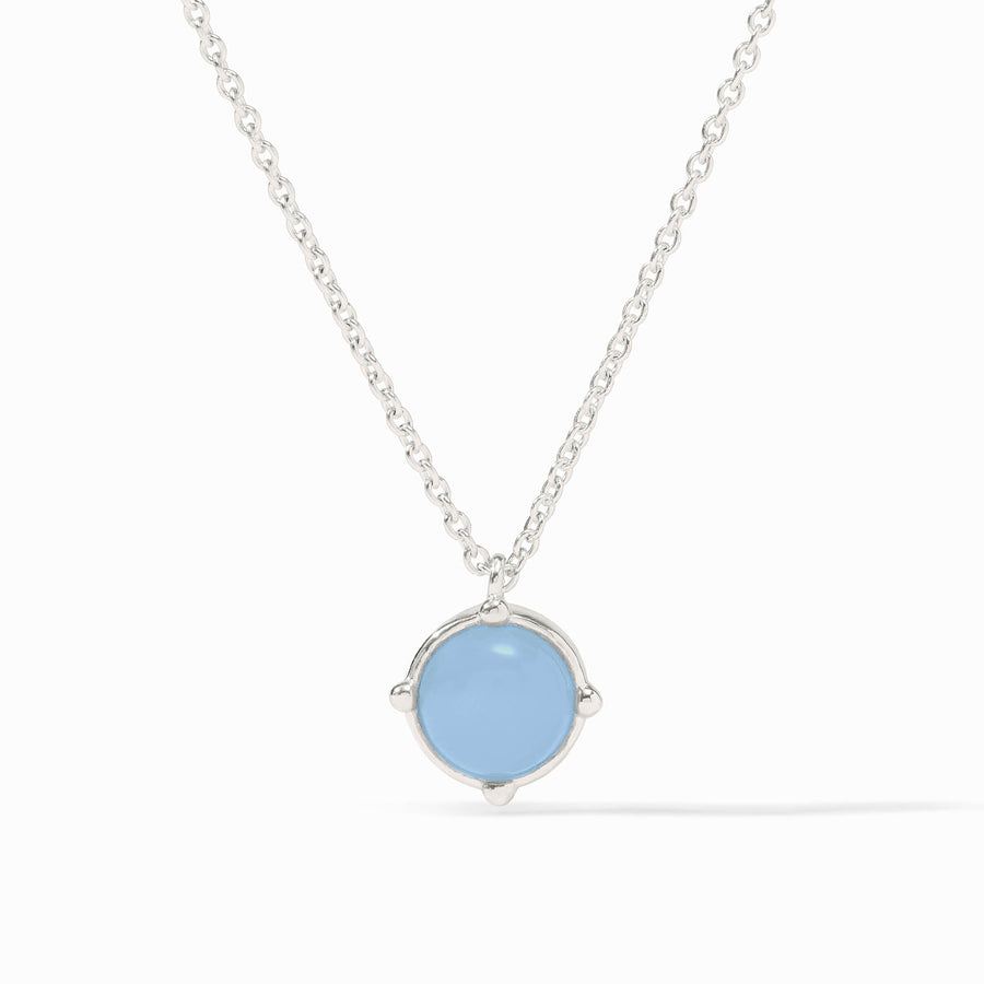 BLUE CALCEDONY HONEYBEE SOLITAIRE SILVER NECKLACE
