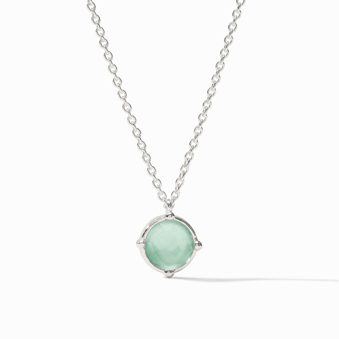 Iridescent Aquamarine Blue Honeybee Solitaire Necklace