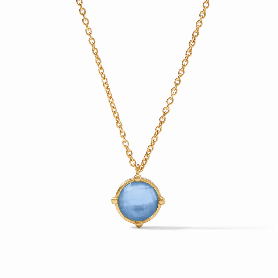 IRIDESCENT CHALCEDONY BLUE HONEYBEE SOLITAIRE NECKLACE
