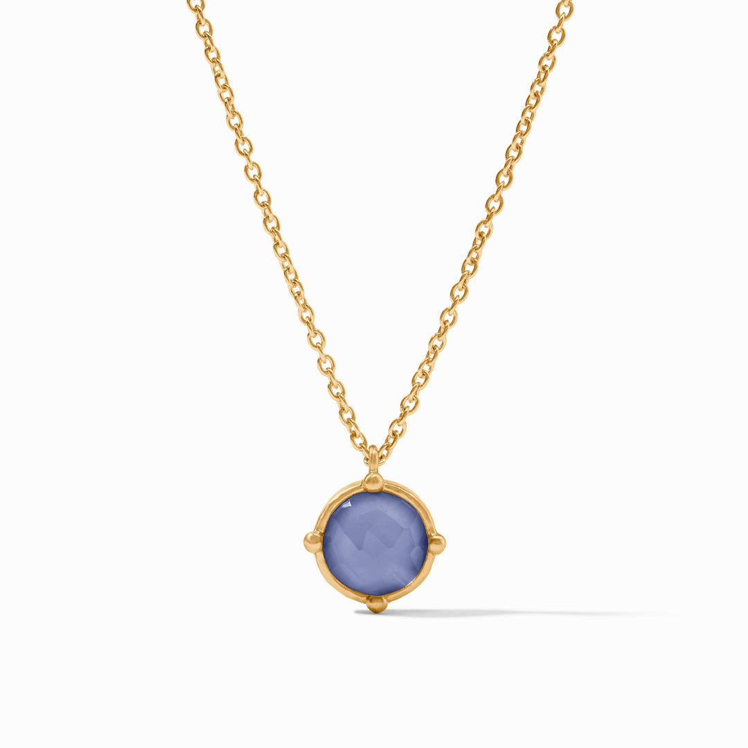 Honeybee Gold Iridescent Tanzanite Blue Solitaire Necklace