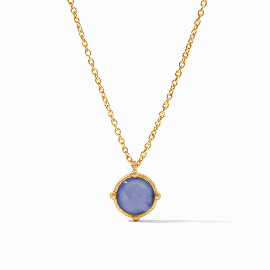 Honeybee Gold Iridescent Tanzanite Blue Solitaire Necklace
