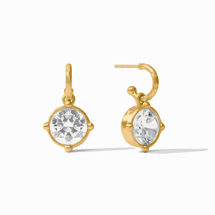 GOLD CUBIC ZIRCONIA HONEYBEE HOOP & CHARM EARRINGS