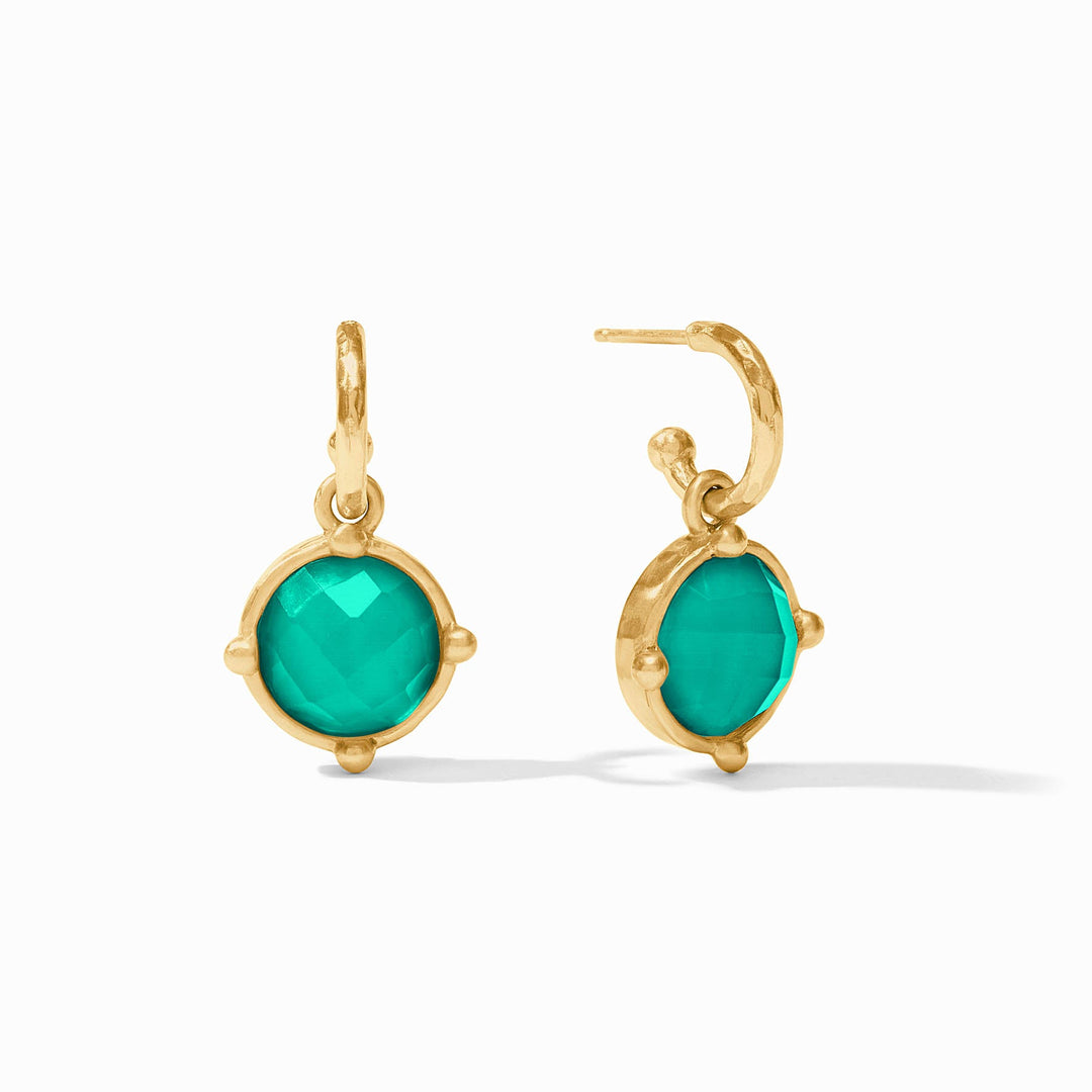 HONEYBEE HOOP & CHARM EARRING IRIDESCENT EMERALD GREEN