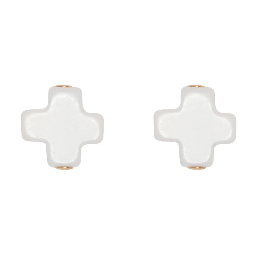 OFF WHITE SIGNATURE CROSS STUD EARRINGS