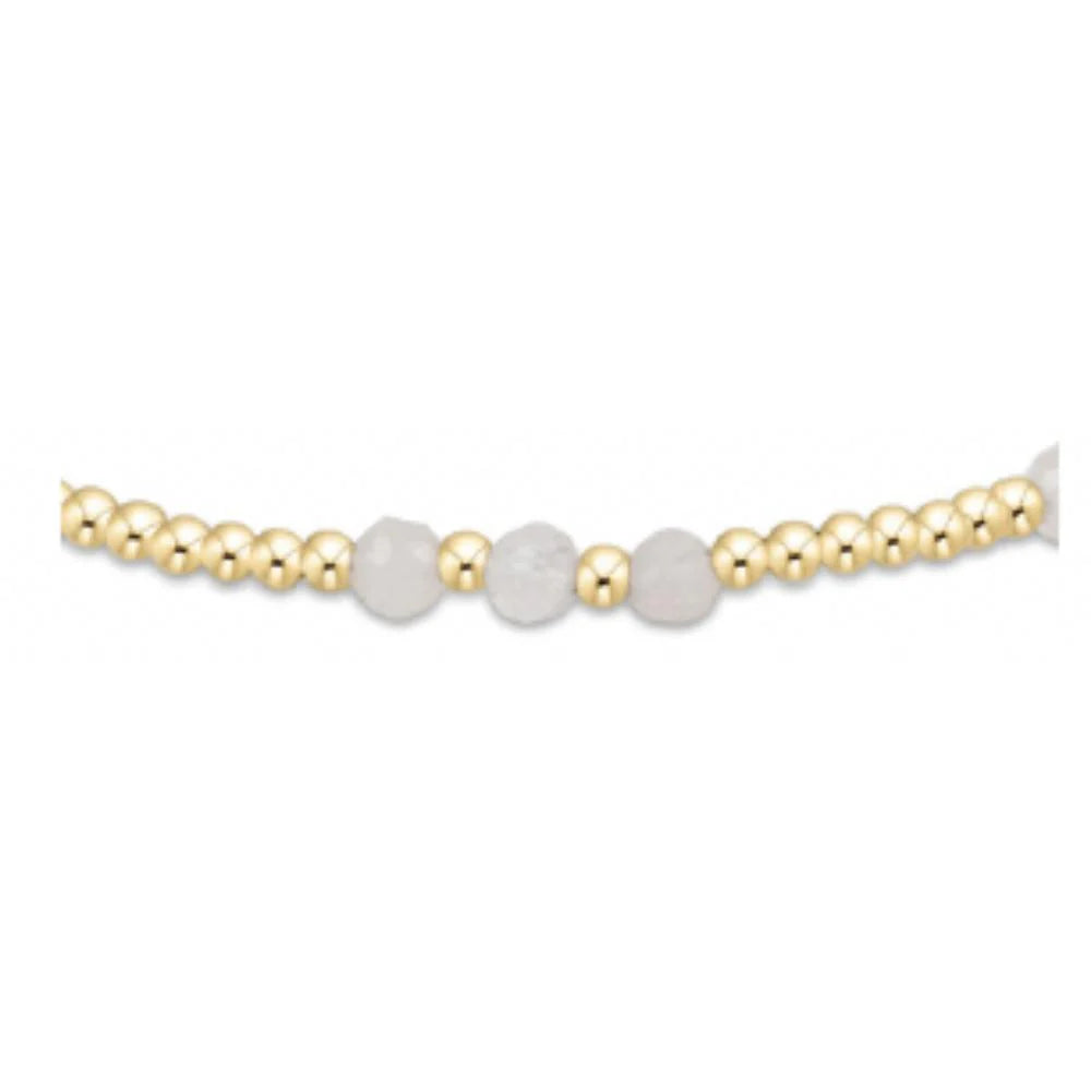 MOONSTONE GEMSTONE GOLD JOY PATTERN 3MM BEAD BRACELET