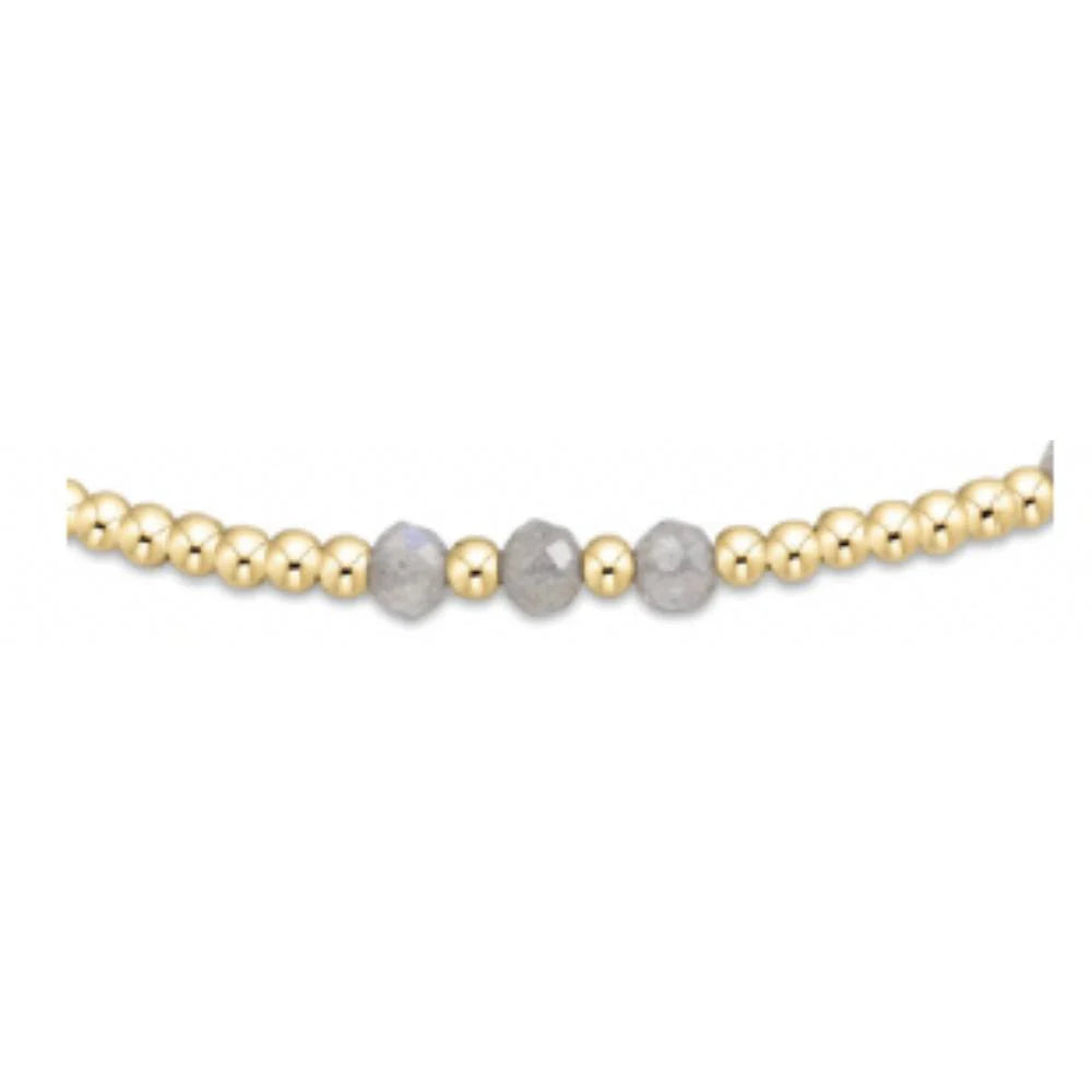 LABRADORITE GEMSTONE GOLD JOY PATTERN 3MM BEAD BRACELET