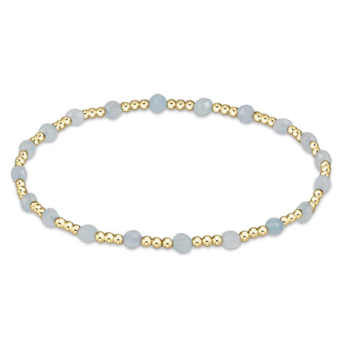 E NEWTON EXTENDS AQUAMARINE GEMSTONE GOLD SINCERITY 3MM BEAD BRACELET
