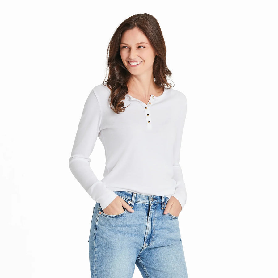 CLOUD WHITE MODAL RIBBED HENLEY
