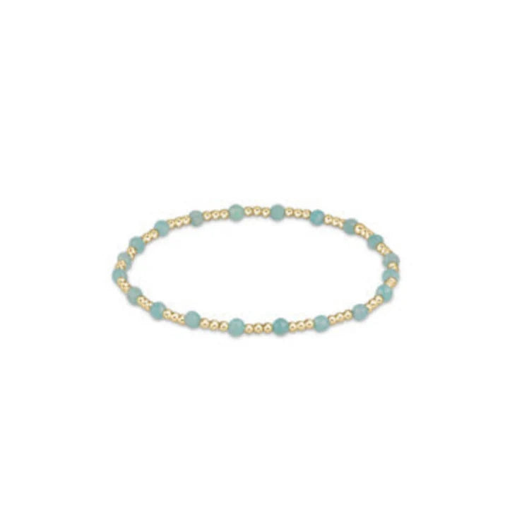 ENEWTON EXTENDS AMAZONITE GEMSTONE GOLD SINCERITY PATTERN 3MM BEAD BRACELET
