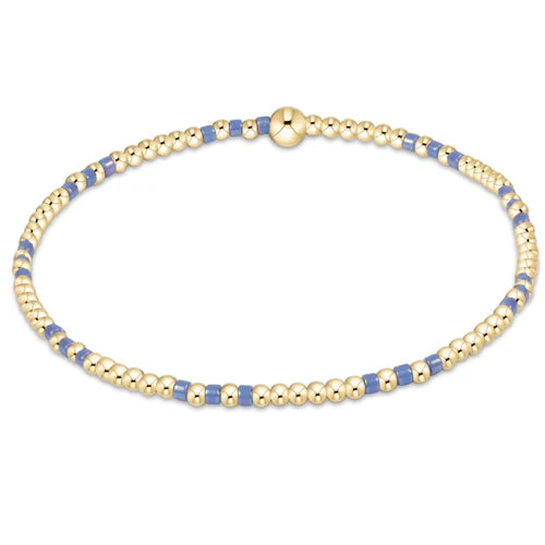 BRIGHT BLUE HOPE JOY PATTERN 2MM BEAD BRACELET