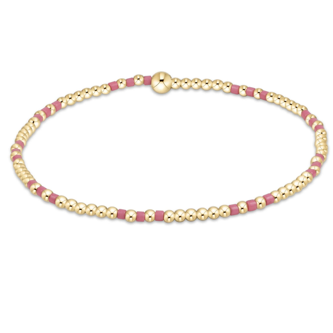 BRIGHT PINK HOPE JOY PATTERN 2MM BEAD BRACELET