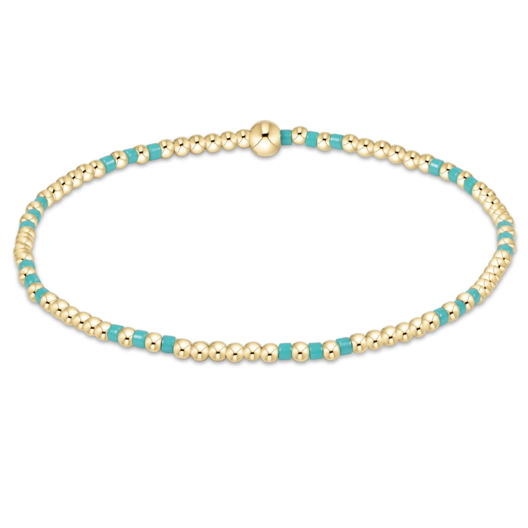 TURQUOISE HOPE JOY PATTERN 2MM BEAD BRACELET