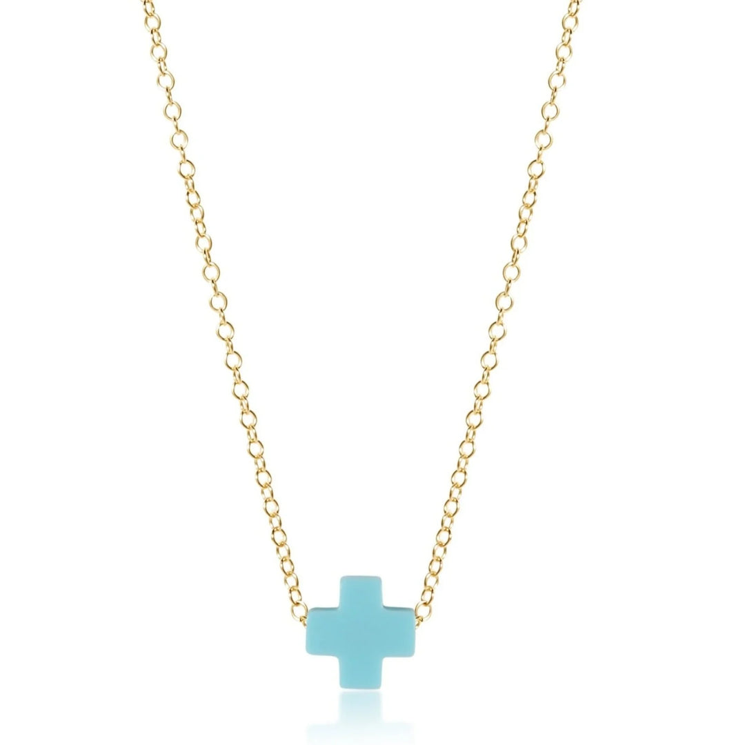 TURQUOISE SIGNATURE CROSS 16” NECKLACE